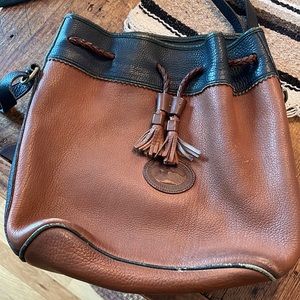 Vintage Dooney & Bourke brown and green bucket purse